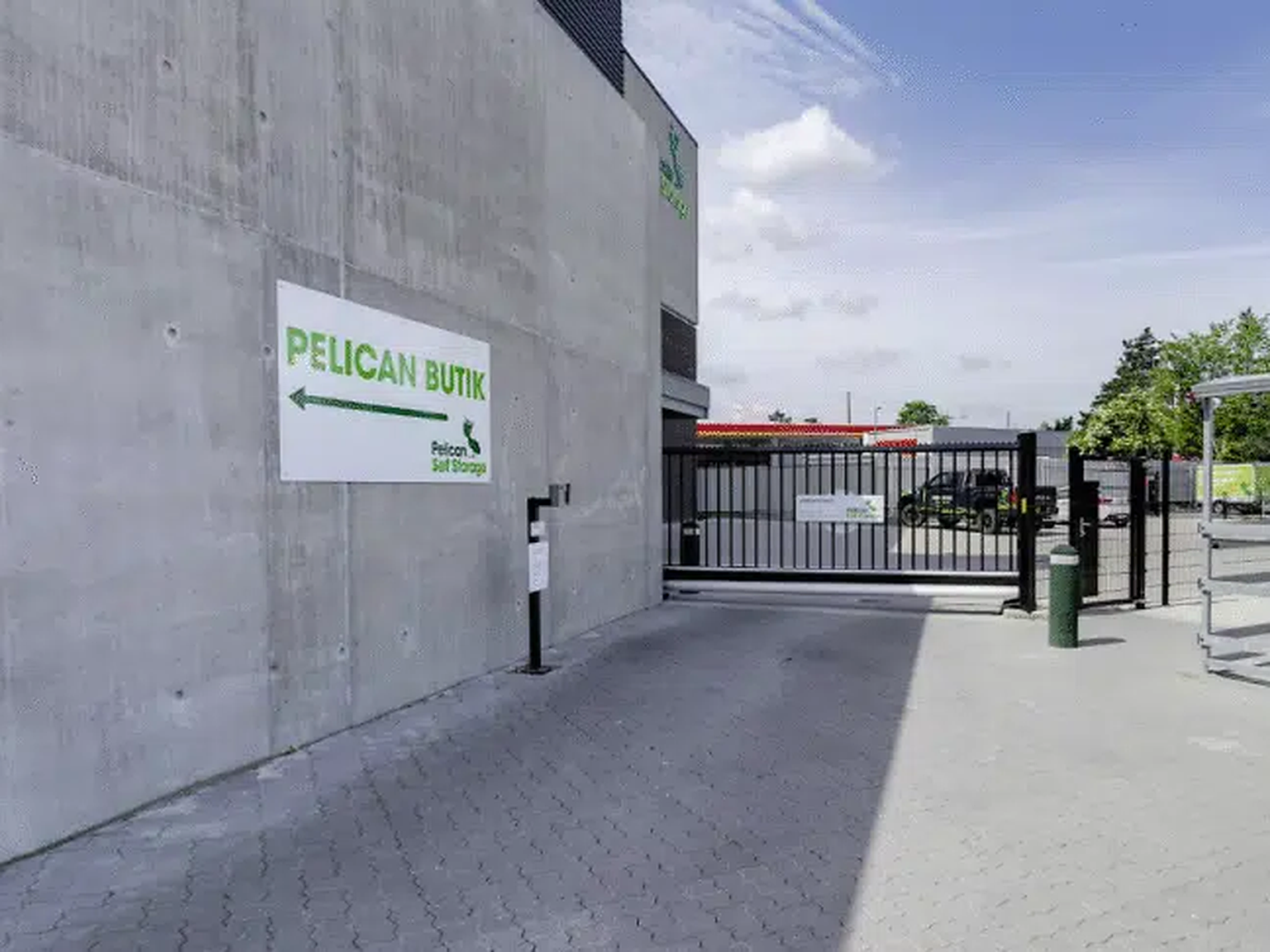 Gate and sign at Pelican Self Storage Damhus Valby